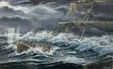 1st lifeboat on call to the brig 'Prophete by Michael Bensley, watercolour, sold Mar 2023