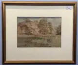 Landscape scene by Charles Harmony Harrison, watercolour, sold Mar 2023