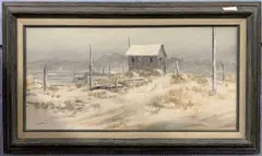 Eastern Shore in winter by Willie Crockett, oil on canvas, sold Mar 2023