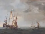Dutch Shipping at Sea by Charles Martin Powell, watercolour, offered Mar 2023