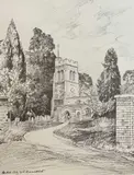 Southhill, dated July 1958 by Bernard West Riba, ink on paper, sold Mar 2023