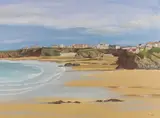 Newquay Bay by Jan Merrick Horn, 2020, Oil on paper, sold Mar 2023