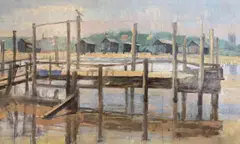 Walberswick by Elizabeth Bodman Wright, oil on board, sold Mar 2023