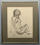 Side profile of a female nude study by Judith Harris, 2013, charcoal, sold Mar 2023