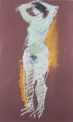 Standing Nude by Rose Hilton, Pastel on maroon paper, sold Mar 2023