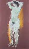 Standing Nude by Rose Hilton, Pastel on maroon paper, sold Mar 2023