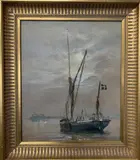 Ardwina off Bradwell by Audrey Davy, oil on canvas, sold Feb 2023