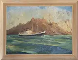Indian Splendour' in a maritime scene by Richard Lamb, 1965, oil on board, sold Feb 2023