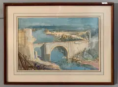 The Bridge of Alcantara by Cecil Arthur Hunt Vprws, watercolour, sold Feb 2023