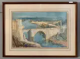 The Bridge of Alcantara by Cecil Arthur Hunt Vprws, watercolour, sold Feb 2023