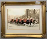 Horse Guards on The Mall, London by David Gilchrist, watercolour and pencuil, offered Feb 2023