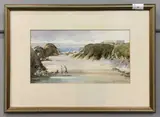 West Angle Beach, Pembrokeshire by David Gilchrist, watercolour, offered Feb 2023