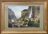 Veytaux, Switzerland by W.T. Tattersall, 1908, watercolour and gouache, sold Feb 2023