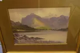 By Buttermere's peaceful shore with Honister Crag by Edward H. Thompson, 1924, watercolour, sold Feb 2023