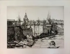 La Rochelle by William Washington, 1928, engraving, sold Feb 2023