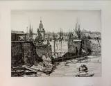 La Rochelle by William Washington, 1928, engraving, sold Feb 2023