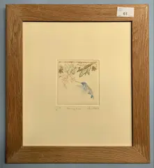 Humming Birds by Anna Pugh, etching, sold Feb 2023