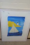 St Mawes Yacht, Limited edition coloured print 1/100, framed and glazed by Ronnie Scott, print, sold Jan 2023