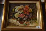 Still life of flowers in a vase by Mikola Apijok, oil on canvas, sold Jan 2023