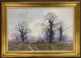 Countryman and labrador in a rural scene by Michael David Herring, oil on canvas, sold Jan 2023