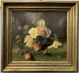Still life study of roses by Emma Goerg, oil on board, sold Jan 2023