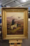 Study of two dogs in a moorland setting by Robert Cleminson, oil on canvas, sold Jan 2023