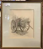 Bawburgh Farm Cart by Noël Spencer, watercolour, sold Jan 2023