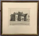 Old Houses S.Edmundsbury by Alfred Richard Blundell, etching, sold Jan 2023