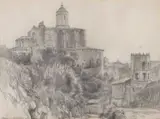 Townscape, possibly Gerona by Frank Lewis Emanuel, pencil, sold Jan 2023