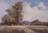 Cattle grazing next to woodland by Kevin B Thompson, oil on canvas, sold Jan 2023