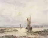 Estuary scene by Jack Cox, oil on board, offered Jan 2023