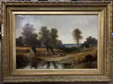 Staffage in a landscape by L. Barry, oil on canvas, offered Jan 2023