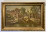 Pull's Ferry, Norwich by Geoffrey E. Mortimer, oil on canvas, sold Jan 2023
