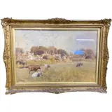 A village scene with grazing cattle by Charles James Fox, watercolour, sold Jan 2023