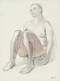 Seated female nude, pen and wash by Bernard Reynolds, drawing, sold Jan 2023