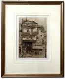 High street scene by William Monk, etching, offered Jan 2023