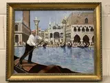 Venetian Gondolier by David Baxter, oil on board, sold Dec 2022