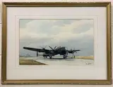 Lancaster Bomber in preparation by John Whittock, watercolour, offered Dec 2022