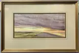 Cley beach towards the point-evening glow by George C.Sear, watercolour, sold Dec 2022