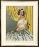 The Period Dress' a portrait of a seated female by Douglas Swainson, oil on board, sold Jan 2025