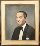Portrait, head and shoulders of a man in evening dress by George Weissbort, Oil on board, sold Jan 2025