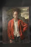 Portrait, three-quarter length of the artist, landscape setting by George Weissbort, Oil on board, sold Jan 2025