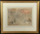 British by Albert Goodwin, 1900, Watercolour, sunset over the city of Berne, signed, inscribed and dated, sold Jan 2025