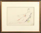 English by Albert Rutherston, ink and watercolour, sold Jan 2025