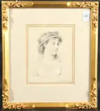 Portrait, head and shoulders of a young lady by Matthew Haughton, 1798, pencil, sold Jan 2025