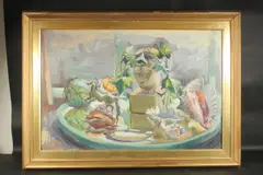 A still life study featuring a classical bust and seashells by Phyllis Bray, oil on canvas, sold Dec 2024