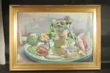 A still life study featuring a classical bust and seashells by Phyllis Bray, oil on canvas, sold Dec 2024