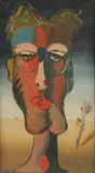 A surrealist head study of a male figure by Gordon Bird, oil on canvas, sold Dec 2024