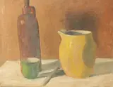 A yellow jug and bottle by George Weissbort, oil, sold Dec 2024