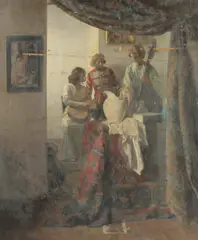 One playing a cello by George Weissbort, oil, sold Dec 2024